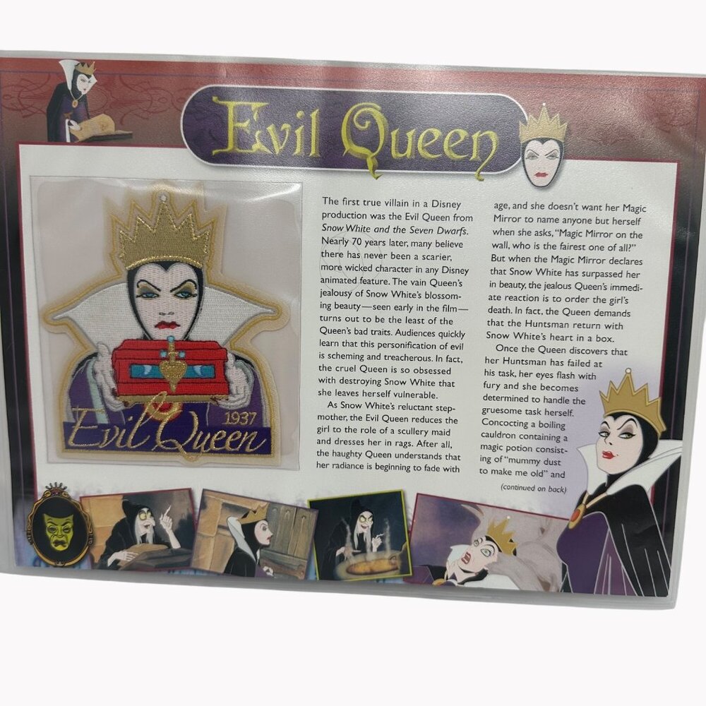 Willabee & Ward Disney Evil Queen Collectible Patch & Facts Card 1937 Snow White